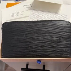 Louis Vuitton Black Textured Epi Leather Zip Wallet